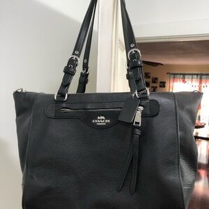 Coach Black Pebbled Leather Tote